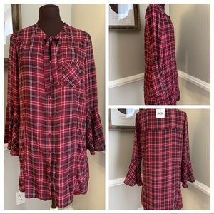 Jack BB Dakota Red Plaid Shirt Dress S NWT